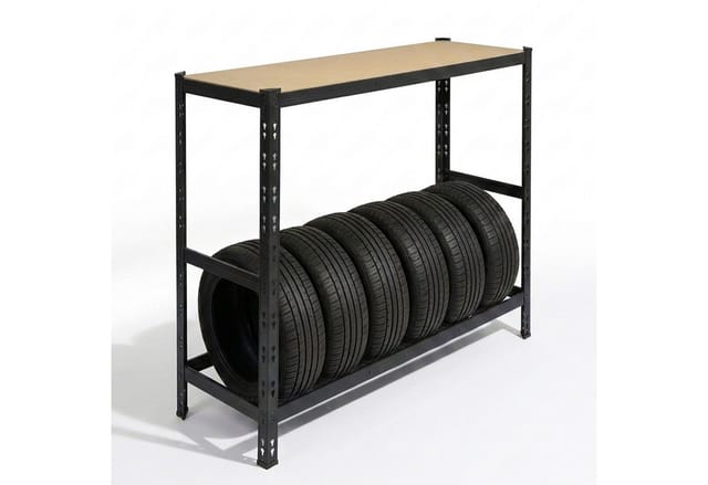 Relaxdays Reifenregal Für 6 Reifen, Hxbxt 110 X 120 X 40 Cm, 300 Kg, Stahl, Stecksystem, Reifenlager Werkstatt, Schwarz