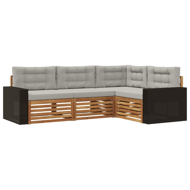 Outdoor-sofagarnitur 4 Pcs Natürlich Und Hellgrau Vidaxl