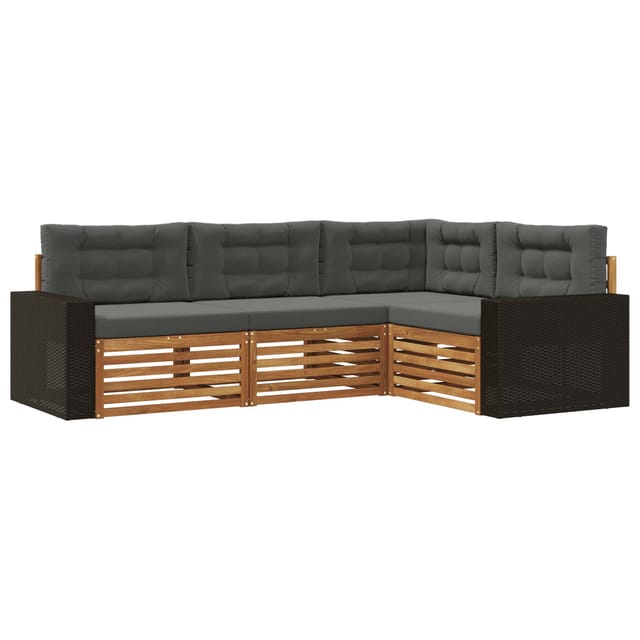 Outdoor-sofagarnitur 4 Pcs Natur Und Anthrazit Vidaxl