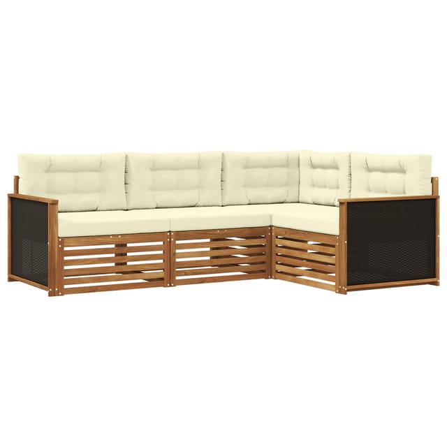 Outdoor-sofagarnitur 4 Pcs Natur Und Creme Vidaxl