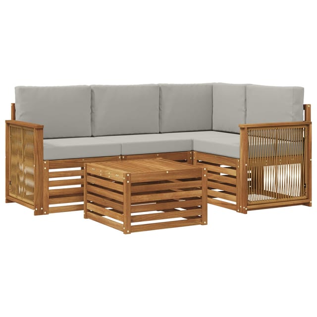 Outdoor-sofagarnitur 5 Pcs Natürlich Und Hellgrau Vidaxl