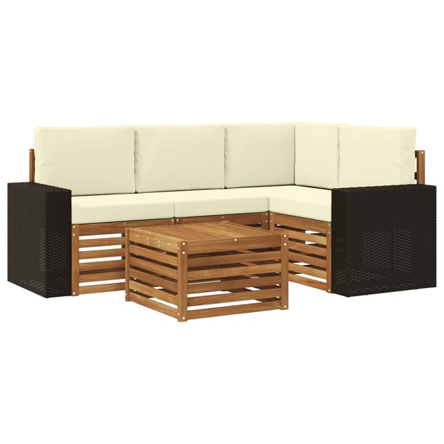 Outdoor-sofagarnitur 5 Pcs Natur Und Creme 59 X 59 X 37 Cm Vidaxl