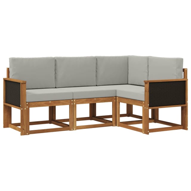Outdoor-sofagarnitur 4 Pcs Natürlich Und Hellgrau Polyester Vidaxl
