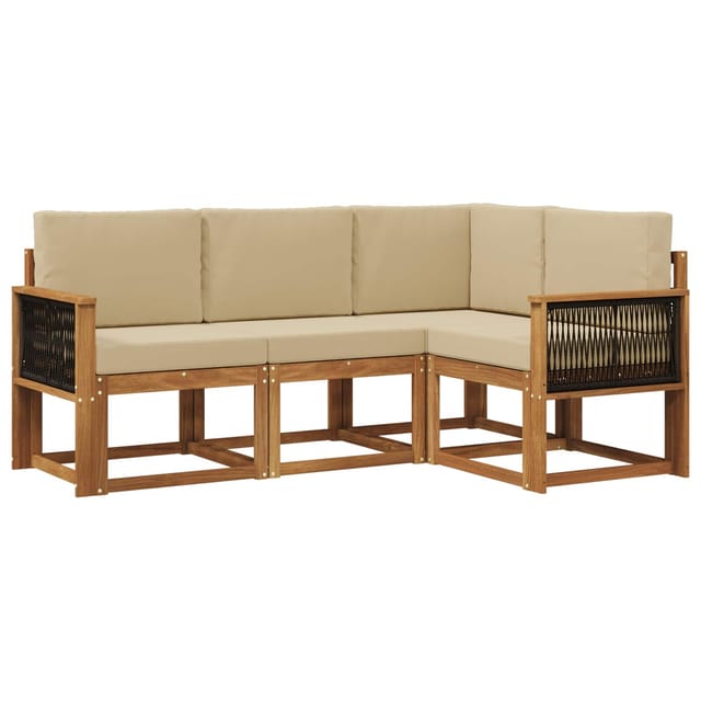 Outdoor-sofagarnitur Mit Kissen 4 Pcs Natur Und Beige Polyester Vidaxl