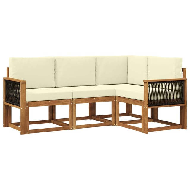 Outdoor-sofagarnitur Mit Kissen 4 Pcs Natur Und Creme Polyester Vidaxl