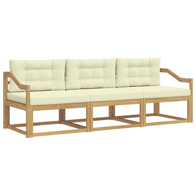 Outdoor-sofagarnitur Mit Kissen 3 Pcs Weiß Und Creme Polyester Vidaxl