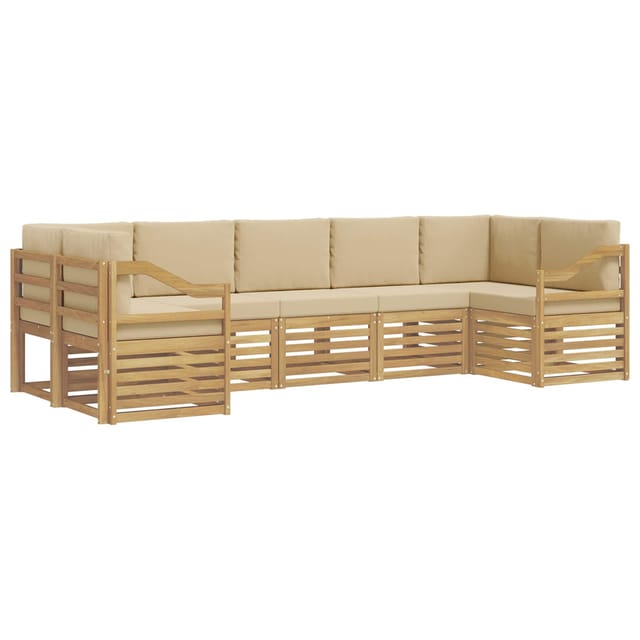 Ecksofa Set 7 Pcs Weiß Und Beige 304 X 126,5 X 73 Cm Polyester Vidaxl