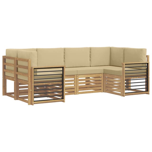 Ecksofa Set 6 Pcs Weiß Und Beige 245 X 128,5 X 73 Cm Polyester Vidaxl