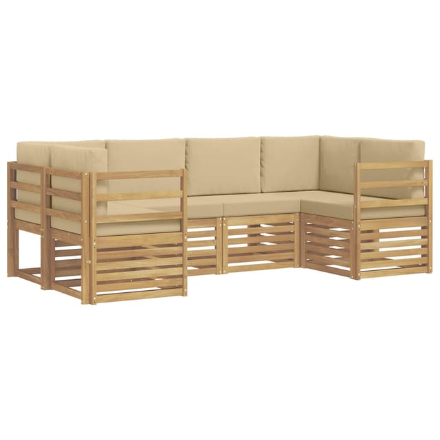 Ecksofa Set 6 Pcs Weiß Und Beige 245 X 126,5 X 73 Cm Polyester Vidaxl