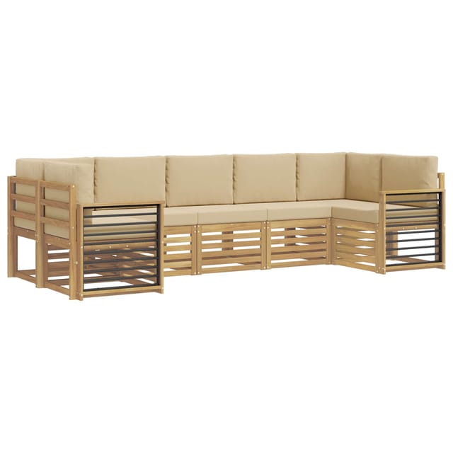 Ecksofa Set 7 Pcs Weiß Und Beige 304 X 128,5 X 73 Cm Polyester Vidaxl
