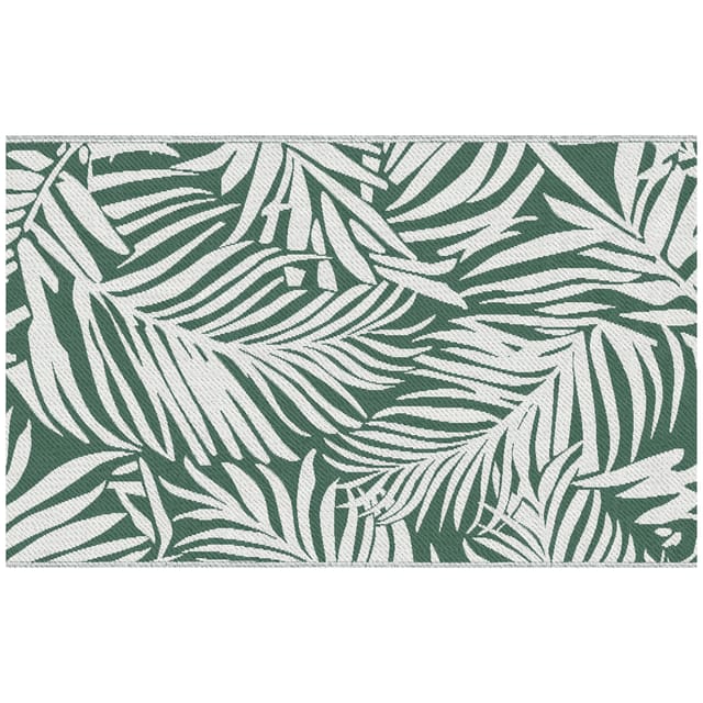 Wendbarer, Wetterfester Outdoor-teppich Mit Blattmuster, 152 X 243 Cm, Dunkelgrün