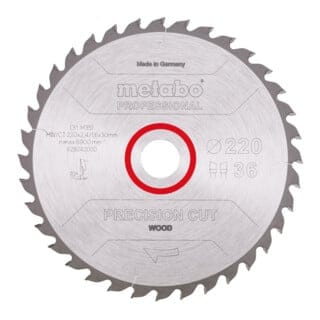 Sägeblatt 'precision Cut Wood - Professional', 220x2,4/1,6x30, Z36 Wz 10° - Metabo