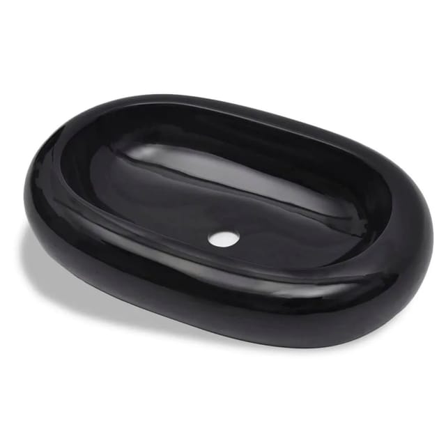 Keramik Waschbecken Schwarz Oval Vidaxl