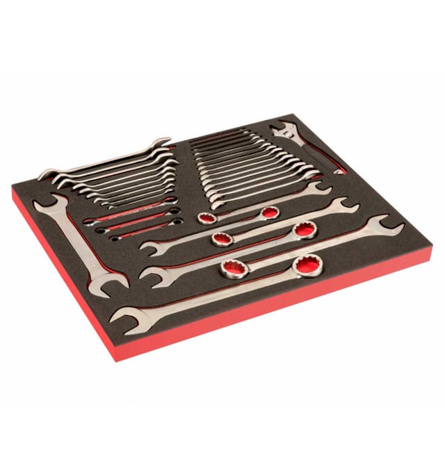 Bahco Fit&go 3/3 Schaumstoffeinlage, Satz Rollgabelschlüssel/ring-maulschlüssel/doppelmaulschlüssel - 34-tlg.