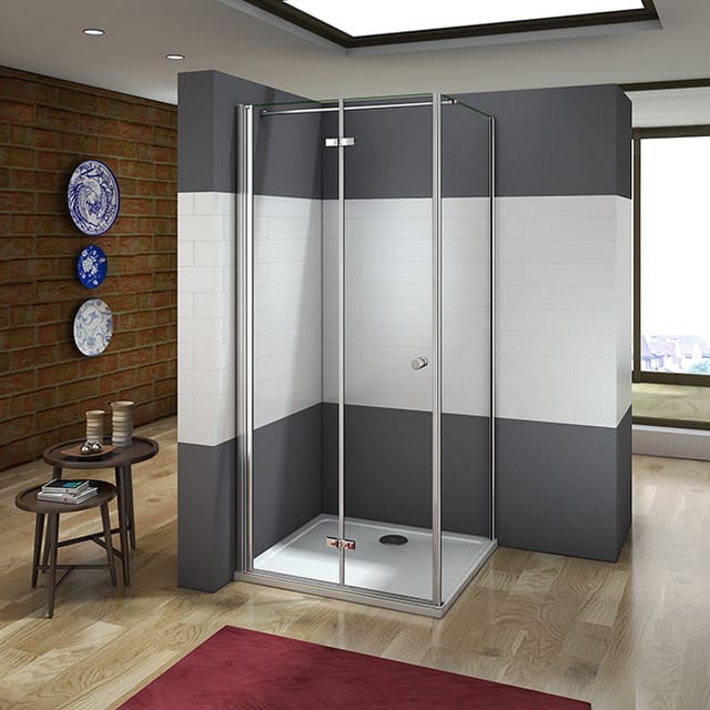 100x76x197cm(duschtür:100cm Seitenwand:76cm) Duschkabine Schwingtür Eckeinstieg Duschabtrennung Ohne Duschtasse