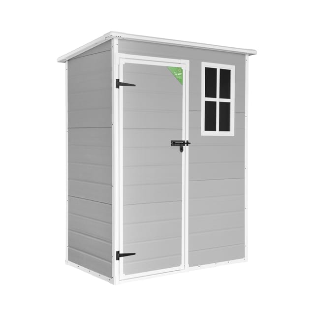 Gartenhaus Kunststoff Mit Boden 1.4 Unit – 152x91x194cm – Fenster - Gerätehaus Outdoor Wetterfest 1,37m2 - Wasabi