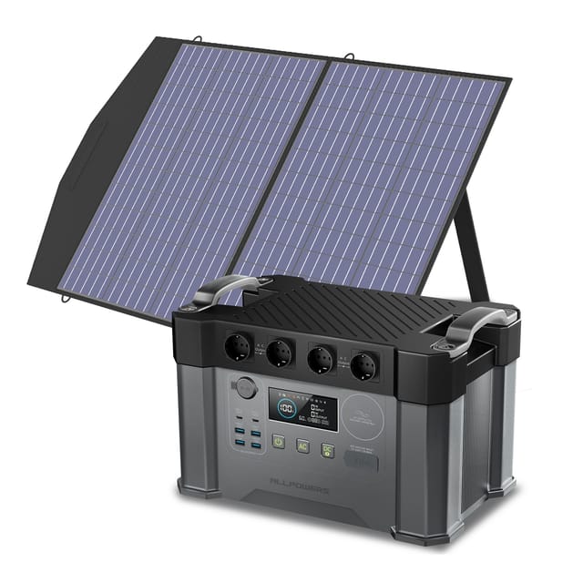 Allpowers - S2000 Pro Tragbares Powerstation Mit 100w Faltbares Solarpanel 1451wh 2400w Akku Solargenerator Mobiler Stromspeicher Power Station (4000w Spitzenwert) Für Home Notfall Camping Rv Reise
