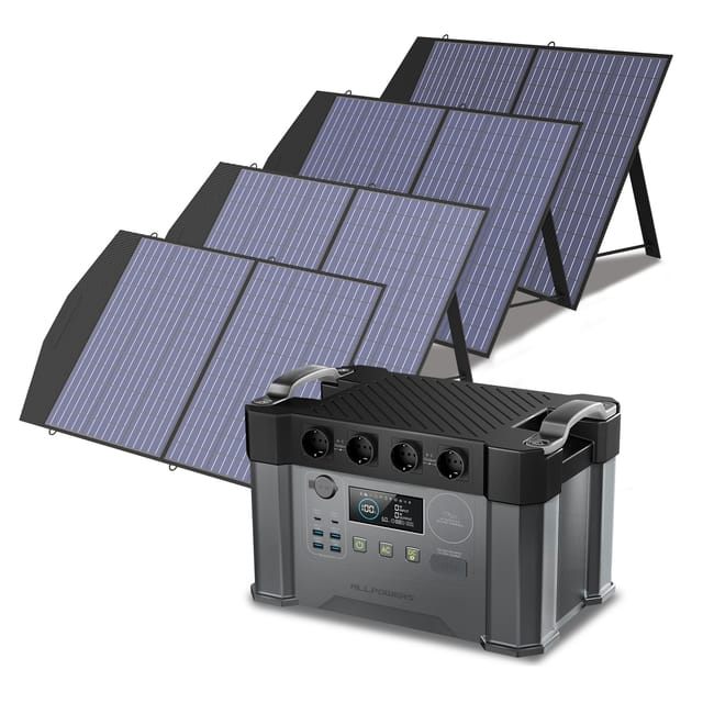 Allpowers - S2000 Pro Tragbares Powerstation Mit 4 X 100w Faltbares Solarpanel 1451wh 2400w Akku Solargenerator Mobiler Stromspeicher Power Station (4000w Spitzenwert) Für Home Notfall Camping Rv Reise