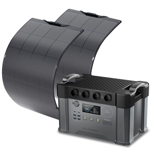 S2000 Pro Tragbares Powerstation Mit 2 X 200w Flexibles Solar Panel 1451wh 2400w (4000w Spitzenwert) Akku Solargenerator Mobiler Stromspeicher Power Stationfür Home Notfall Camping Rv Reise - Allpowers