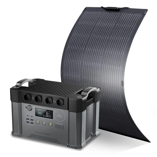 Allpowers - S2000 Pro Tragbares Powerstation Mit 100w Flexibles Solar Panel 1451wh 2400w (4000w Spitzenwert) Akku Solargenerator Mobiler Stromspeicher Power Stationfür Home Notfall Camping Rv Reise