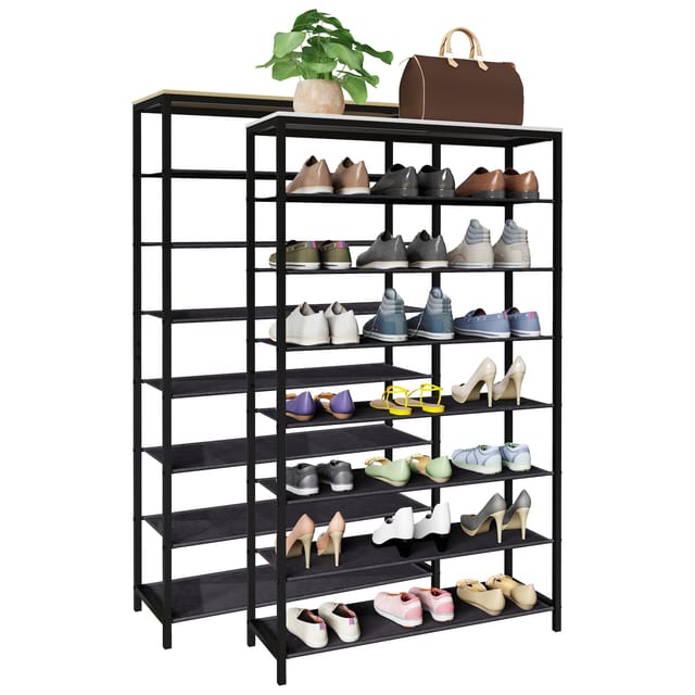 Metall Holz Schuhregal 7 Fächer Taliro