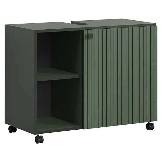 Unterschrank Mit Rollen, 1 Tür Und 2 Fächern L80 Cm - Purebliss
