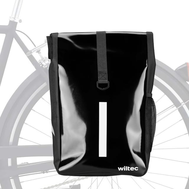 Wiltec - Gepäckträgertasche Schwarz, Fahrradtasche Gepäckträger 16 L Stauraum, Gepäcktasche Mit Tragegurt, Wasserresistente Fahrrad Tasche