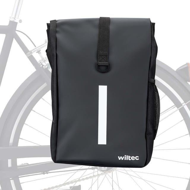 Wiltec - Gepäckträgertasche Matt Schwarz, Fahrradtasche Gepäckträger 16 L Stauraum, Gepäcktasche Mit Tragegurt, Wasserresistente Fahrrad Tasche