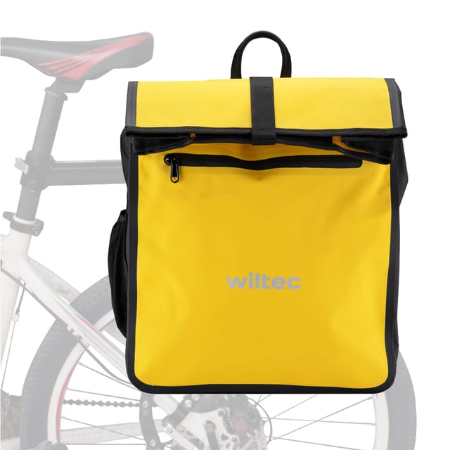 Wiltec - Gepäckträgertasche Gelb, Fahrradtasche Gepäckträger 22 L Stauraum, Wasserresistente Fahrrad Tasche, Gepäcktasche Leichte Handhabung