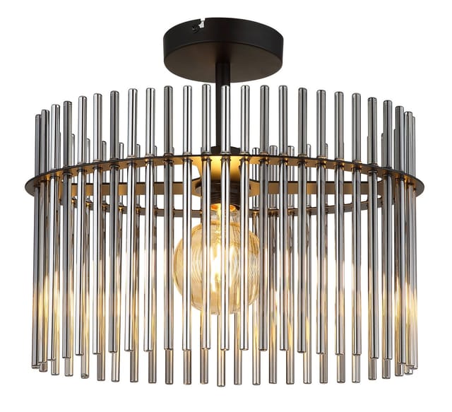 Globo Lighting - Deckenleuchte Deckenlampe Wohnzimmerlampe Metall Schwarz-matt Glasstäbe L 40 Cm