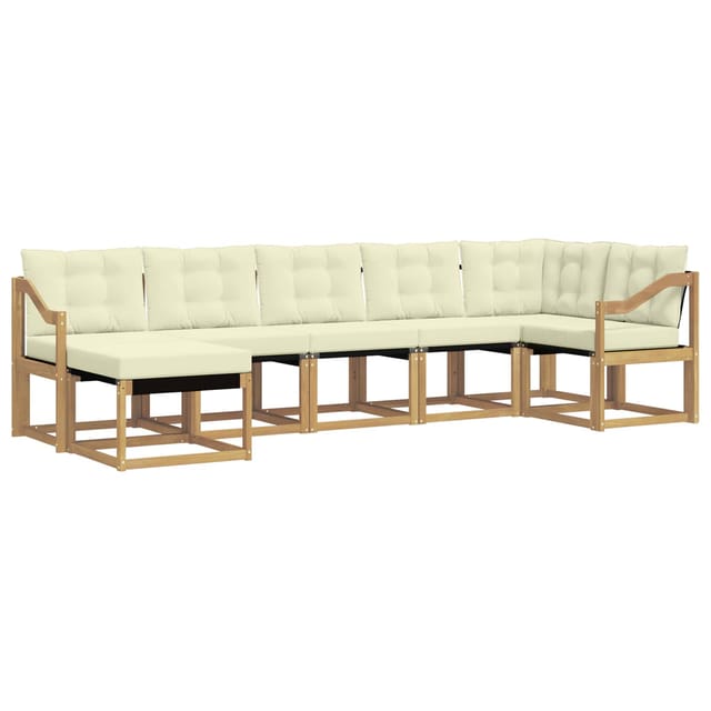 vidaXL Outdoor-Sofagarnitur mit Kissen 7-Tlg Weiß und Creme 3389700