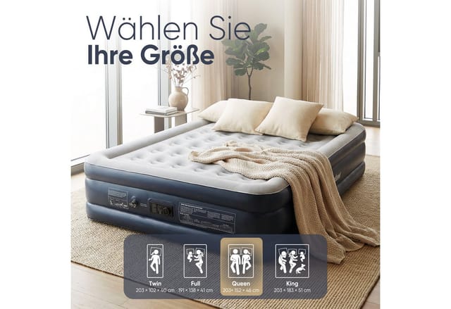 Sekey Luftbett mit Pumpe Gästebett Blau und Grau 203 cm x 152 cm x 46 cm