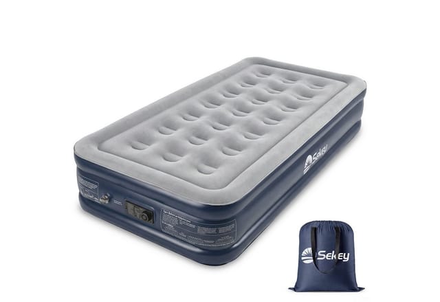 Sekey Luftbett mit Pumpe Gästebett Blau und Grau 203 cm x 102 cm x 40 cm
