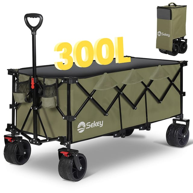 Sekey XXXL Bollerwagen Faltbar 200KG 300L Olivgrün
