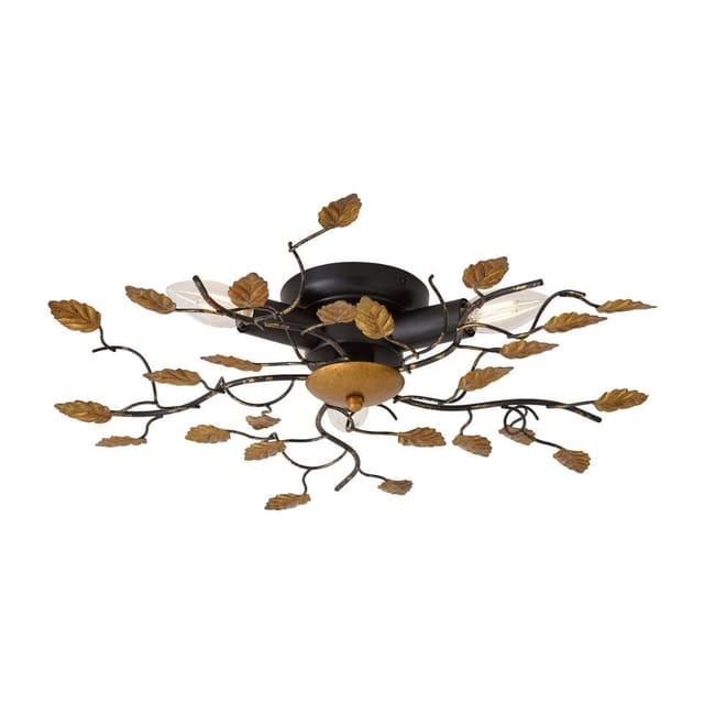 QAZQA Vintage Deckenlampe Schwarz mit Gold 50 cm 3 Lichter Foglie