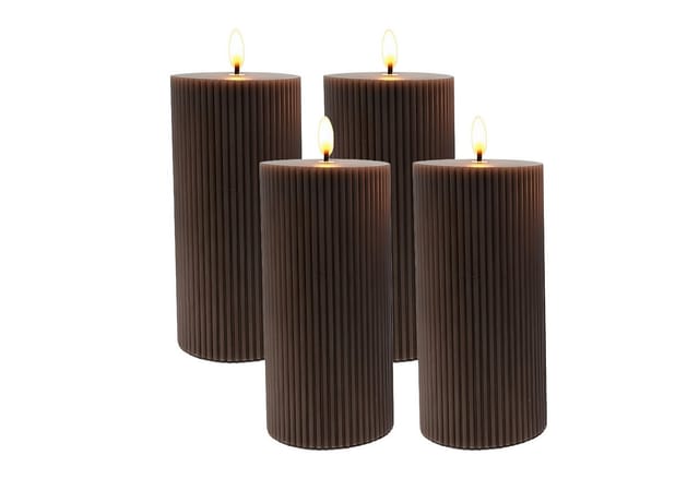 Relaxdays LED Kerzen 4er Set Echtwachs Coffee Flackernd 18 cm