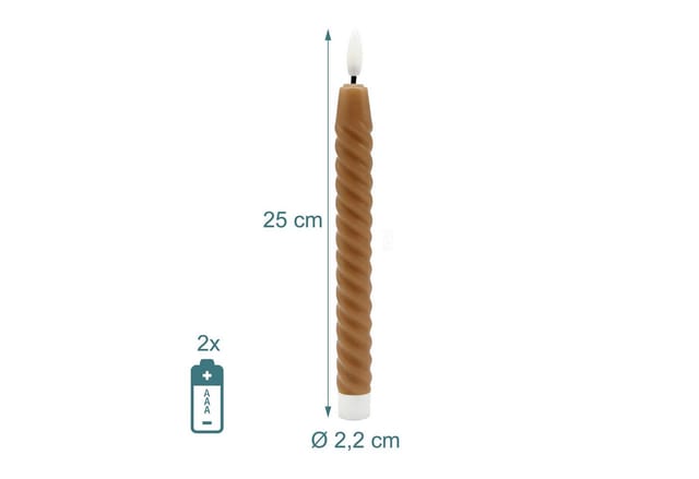 Relaxdays LED Stabkerzen 6er Set Echtwachs Mocha Mousse Flackernd 25 cm x 2,2 cm