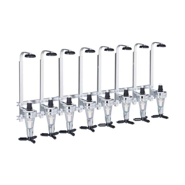 Relaxdays Barbutler Wand Aluminium Silber mit Dosierer für 8 Flaschen 36 cm x 73 cm x 11 cm 1,4 kg