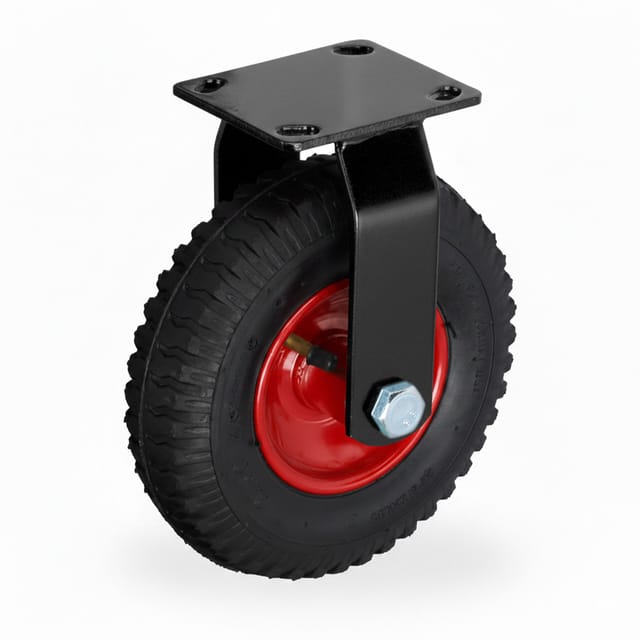 Relaxdays Bockrolle Stahl Schwarz Rot Luftbereift 25 cm 20 x 5,7 cm 2,1 kg