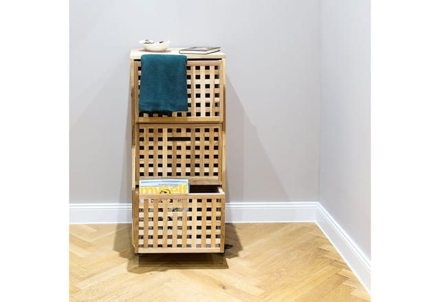 Relaxdays Rollcontainer Walnuss Natur Mit Rollen 91,5 cm x 40,4 cm x 40,4 cm