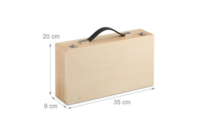 Relaxdays Boule Kugeln im Set Stahl Silber mit Holzkoffer und Abstandsmesser 20 x 35 x 9 cm 6,4 kg
