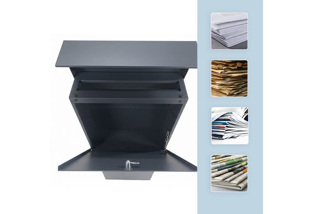 Relaxdays Standbriefkasten Stahl Anthrazit Abschließbar 111 cm x 39,5 cm x 14 cm