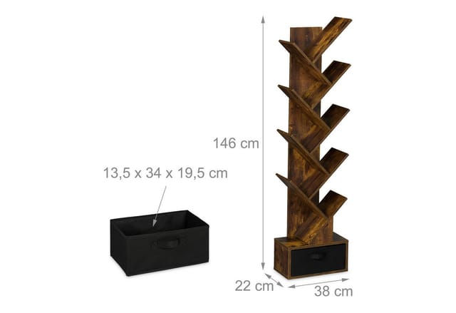 Relaxdays Bücherregal Spanplatte Schwarz Mit Schublade 146 cm x 38 cm x 22 cm 11 kg