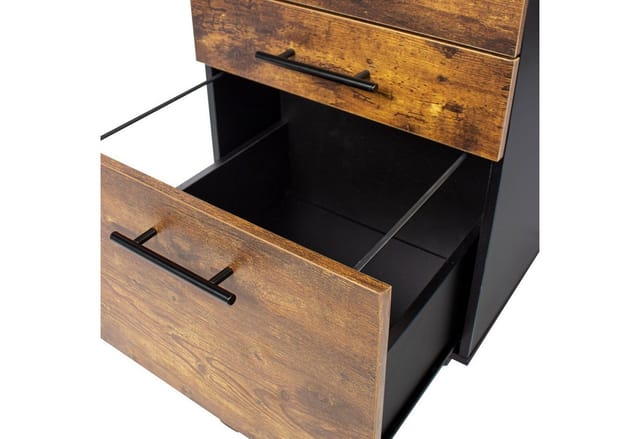Relaxdays Rollcontainer Holzwerkstoff Schwarz mit Hängeregister 57,5 cm x 40 cm x 40 cm 12,8 kg