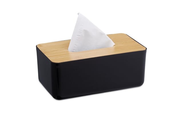 Relaxdays Kosmetiktücherbox Kunststoff Schwarz Abnehmbar 10 cm x 23 cm x 13 cm 300 g