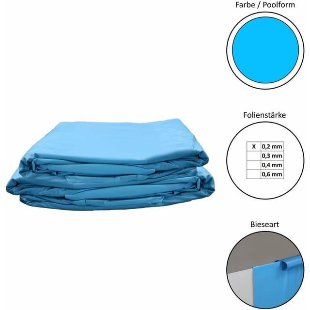 Waterman Poolfolie Ersatzfolie Rundbecken 350 x 90cm Dicke 0,2mm Overlap Blau