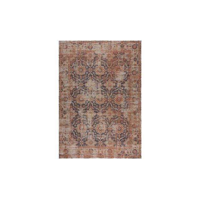 Handgewebter Vintage Teppich in Rot-Blau, Jute & Chenille, Leicht zu pflegen - "Wensley", 200x290 cm Kadima Design