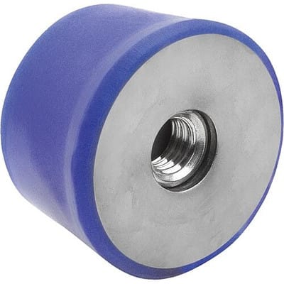 GUMMIPUFFER KONISCH INNENGEWINDE M10, D=50, H=17, EDELSTAHL A4 1.4401, KOMP:SILIKON SHORE 55A, BLAU