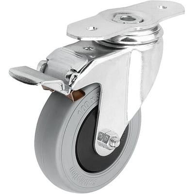 LENKROLLE MIT FESTSTELLSYS STOP-FIX, FORM:C, D=125, B=32, GUMMI, KOMP:STAHL, FÜR ALUMINIUMPROFILE