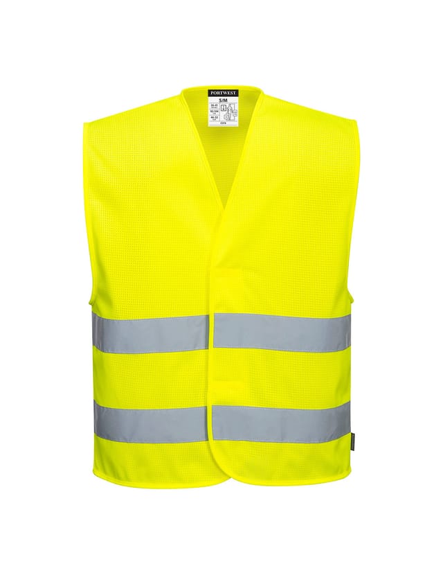 Warnweste Mit 2 Reflektierenden Streifen, Meshair, Farbe: Gelb, Größe 4x/5x - Portwest